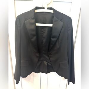 Theory Womens Black Blazer with Satin Collar